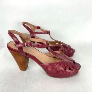 Jeffrey Campbell T-strap 1940s style stacked platform sandals